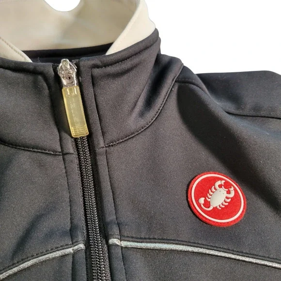 Castelli Viziata Cycling Jacket Women's M Thermal Fleece Black White Full Zip